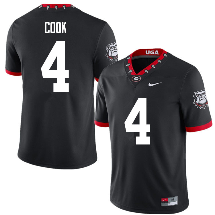 2020 Men #4 James Cook Georgia Bulldogs Mascot 100th Anniversary College Football Jerseys Sale-Black - Click Image to Close